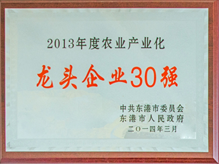 2013年度農(nóng)業(yè)產(chǎn)業(yè)化龍頭企業(yè)30強(qiáng)